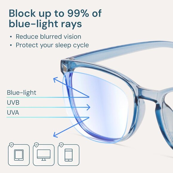 ⚡Men Black & Transparent Blue Blue Light Blocking Anti UV Ray Computer Glasses - Picture 3 of 7